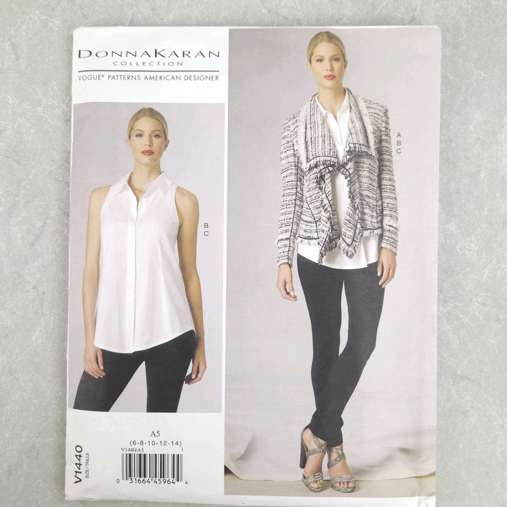 Vogue V1440 Donna Karan Top Pants Jacket Sewing Pattern Quiet Luxury Office 6-14